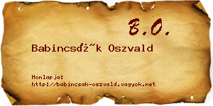Babincsák Oszvald névjegykártya
